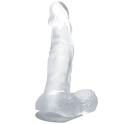 Baile - realistinen dildo with imukuppi ja kivekset 16.7 cm  läpinäkyvä