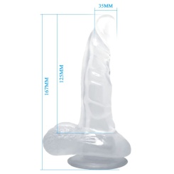 Baile - realistinen dildo with imukuppi ja kivekset 16.7 cm  läpinäkyvä 4