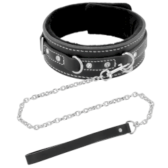 Darkness Black Furry Collar With Leash