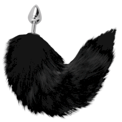 Darkness Black Tail Butt Plug Silver 8cm