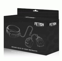 Fetish submissive - vegan nahka necknauha ja käsiraudat with noprene lining