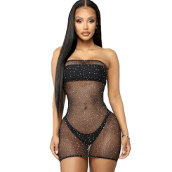 Queen lingerie - net body dress with diamonds s/l